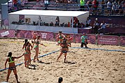 Deutsch: Beachhandball bei den Olympischen Jugendspielen 2018; Tag 4, 10. Oktober 2018; Mädchen, Vorrunde, Gruppe A - Ungarn-Chinese Taipei (Taiwan) 2:0 English: Beach handball at the 2018 Summer Youth Olympics at 10 October 2018 – Girls Preliminary Round Group A‎ – Hungary-Chinese Taipei 2:0