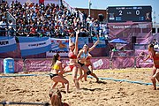 Deutsch: Beachhandball bei den Olympischen Jugendspielen 2018 in Buenos Aires; Tag 7, 13. Oktober 2018; Mädchen, Halbfinale – Ungarn-Argentinien 1:2 English: Beach handball at the 2018 Summer Youth Olympics in Buenos Aires at 13 October 2018 – Girls Semifinal – Hungary-Argentina 1:2 Español: Handball de playa en los Juegos Olimpicos de la Juventud Buenos Aires 2018 en 13 de octubre de 2018 – Semifinales Femeninas - Hungría-Argentina 1:2