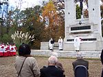 War memorial at Beaumont College approximately 45 metres from north west corner of main building