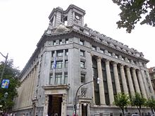Sede del banco BBVA en la Gran Vía de Bilbao, antigua sede del Banco del Comercio