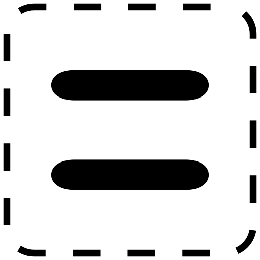 File:Black equals sign on white rounded square with black dashed border.svg