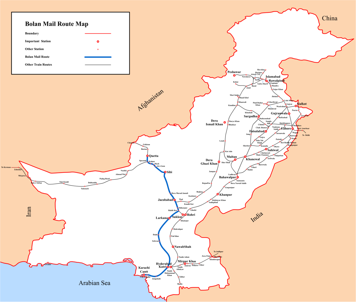 Quetta To Karachi Map Bolan Mail - Wikipedia