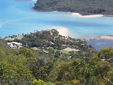 Overlooking a resort on Brampton Island to the ocean