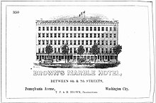 Brown's Marble Hotel advertisement, 1853 Brown's Marble Hotel 1853.jpg