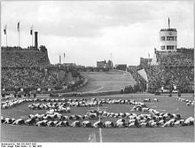 Das Stadion 1955 als Etappenziel der VIII. Internationalen Friedensfahrt