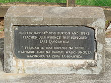 Monument commemorating Burton and Speke's arrival in Ujiji