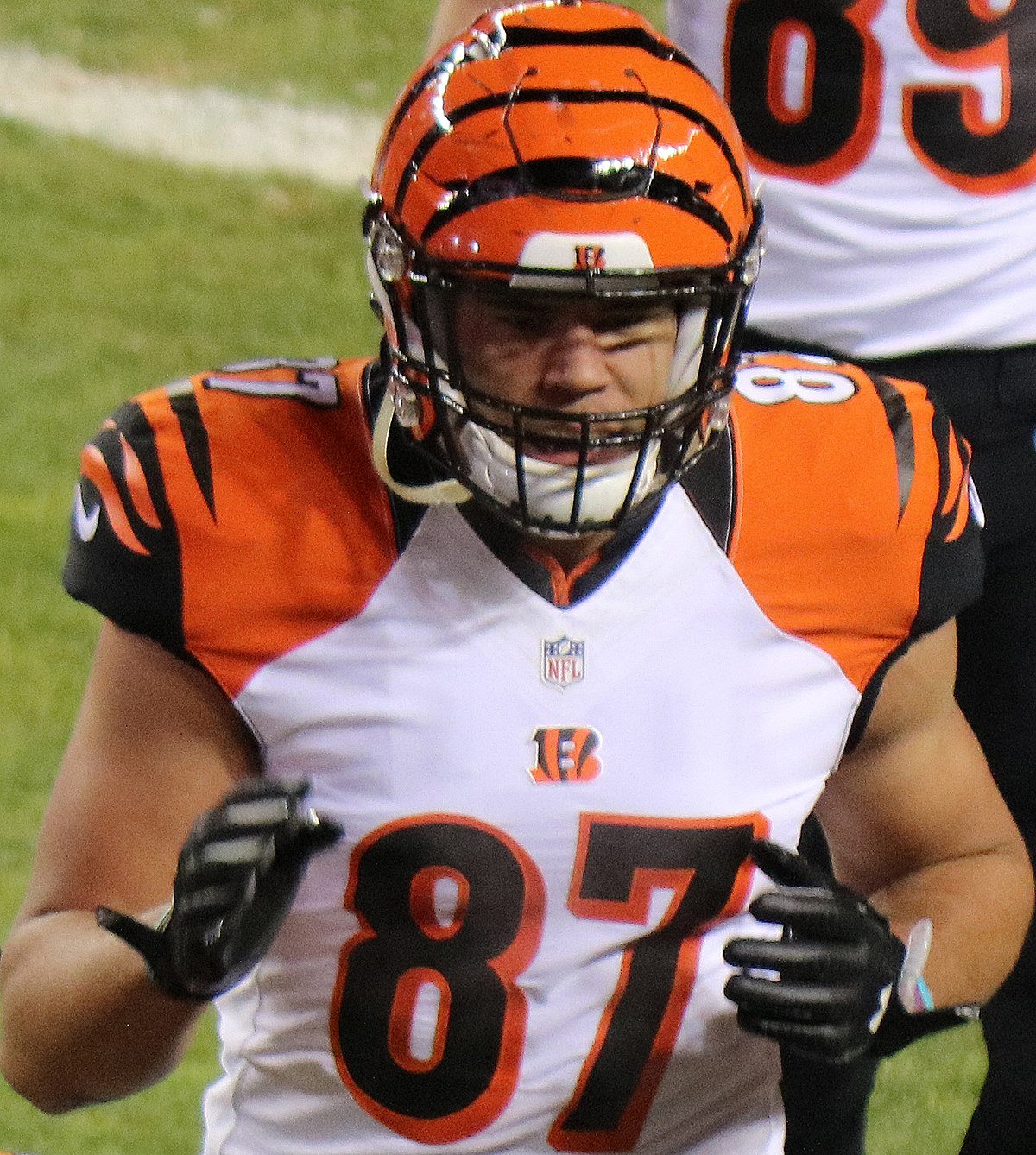 Cincinnati Bengals tight end C.J. Uzomah (87) catches a touchdown pass  during an NFL football g …