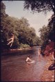 CHILDREN AT PLAY ON A ROPE SWING AT "BIG ROCK", THE FAVORITE LOCAL PLAY AREA ON THE CHATTAHOOCHEE RIVER 250 YARDS... - NARA - 557737.tif