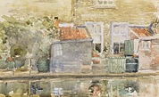 Canal scene in Holland, 1900