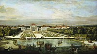 El Palacio de Nymphenburg alrededor de 1760, pintura de Canaletto‏‎.