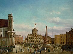 „Der Alte Markt in Potsdam mit Blick auf das Rathaus“, Ölgemälde von C.C.W. Baron (1773)