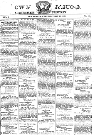 <i>Cherokee Phoenix</i> Native American newspaper