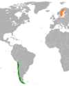 Location map for Chile and Sweden.