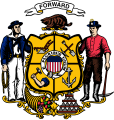 ウィスコンシン州の紋章(Wisconsin Coat of Arms)。13個の星が入った旗は描かれていない。