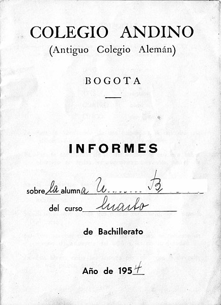 File:Colegio Andino Bogotá Zeugnisheft Vorderseite 1954.jpg