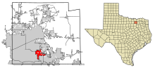 Áreas Incorporadas do Condado de Collin no Texas, Parker realçado.