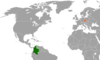 Location map for Colombia and the Czech Republic.