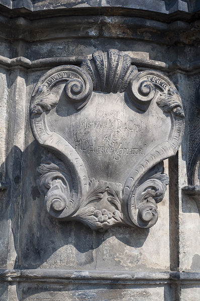 File:Column with statue of Saint John of Nepomuk in Most - detail 2.jpg