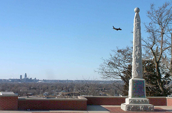 Lincoln Memorial at Council Bluffs, marking where President Abraham Lincoln was said to have selected the site as the eastern terminus of the Transcon