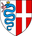 Lo stemma cittadino in uso nel XIV secolo, col biscione visconteo