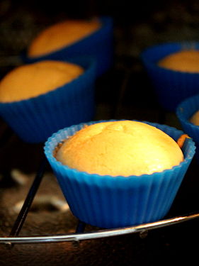 Vanilla sponge cupcakes in the oven