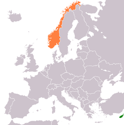 Peta yang menunjukkan lokasi dari Siprus dan Norwegia