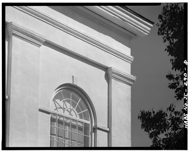 File:DETAIL- ENTABLATURE, PILASTER AND WINDOW - Beaufort Baptist Church, 600 Charles Street, Beaufort, Beaufort County, SC HABS SC,7-BEAUF,3-8.tif