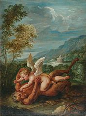 Cupid overcoming Pan (after Annibale Carracci)