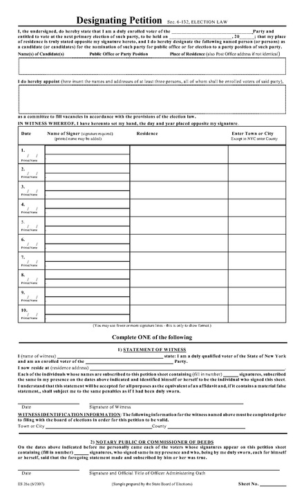 Sample designating petition