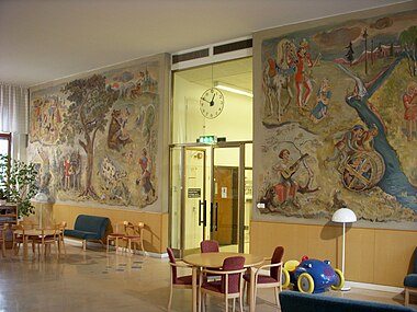 Eastmaninstitutet, väntrummet, väggmålningar (1936).