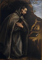 St. Francis kneeling in meditation