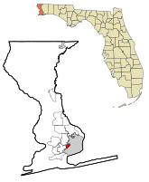 Localização em Escambia County e do estado da Flórida