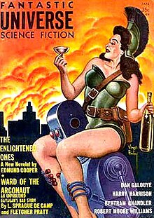 A de Camp-Pratt "Gavagan's Bar" story was cover-featured on the January 1959 issue of Fantastic Universe Fantastic universe 195901.jpg
