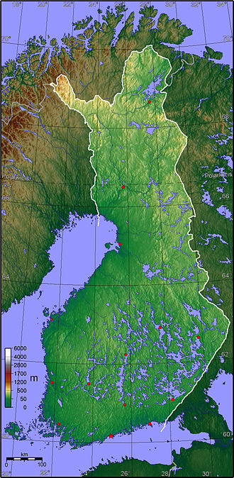 Carte topographique et hydrographique de la Finlande.