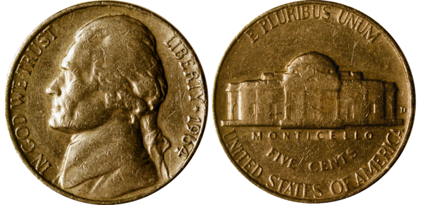 Five cents of U.S.A of the 1964