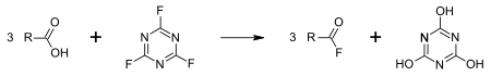 Fluorination with cyanuric fluoride.svg