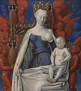 La Vierge et l'Enfant entourés d'anges, Diptyque de Melun (1450) de Jean Fouquet