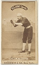 Thumbnail for File:Frank Sylvester Silver Flint, Catcher, Chicago, from the Old Judge series (N172) for Old Judge Cigarettes MET DP825065.jpg