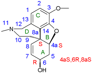 Galanthamin-Nummerierungsschema und Stereozentren