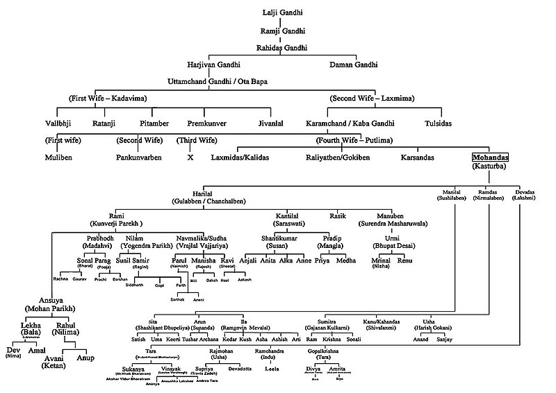 mahatma gandhi family tree 2022