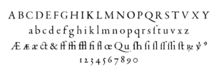 Great Primer type (c. 18 pt) by Garamond, cast from surviving matrices in the Plantin Moretus Museum Garamond's Second Great Primer Roman Vervliet.png