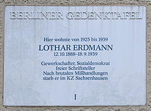 Memorial plaque Adolf-Scheidt-Platz 3 Lothar Erdmann.JPG