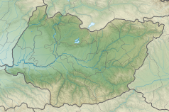 Mapa konturowa Imeretii, blisko centrum na lewo znajduje się punkt z opisem „Kutaisi”