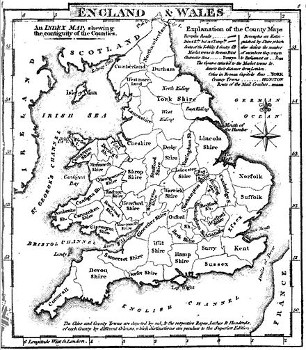 An 1824 map of the English and Welsh counties