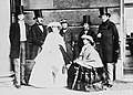 Group photograph of Queen Victoria, Prince Albert, Albert Edward, Prince of Wales, Count of Flanders, Princess Alice, Duke of Oporto, and King Leopold I of the Belgians, 1859 (image restaurée).jpg