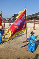 The Changing of the Guard ceremony at Gyeongbokgung palace in Jongno District.