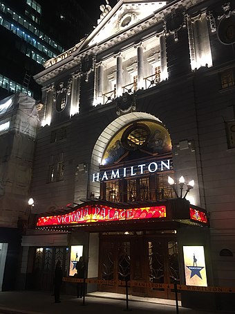 Hamilton at the Victoria Palace Theatre, London, in December 2017