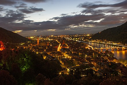 Heidelberg on the Neckar at night