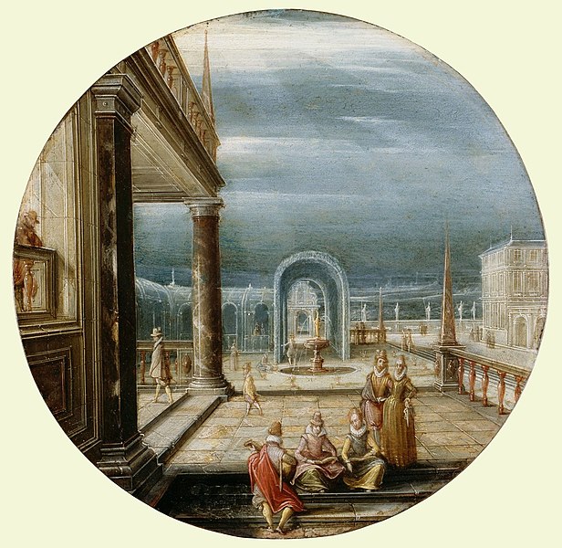 File:Hendrick van Steenwyck the Younger (Antwerp c. 1580 - The Hague^ 1649) - Figures on a Terrace - RCIN 404718 - Royal Collection.jpg