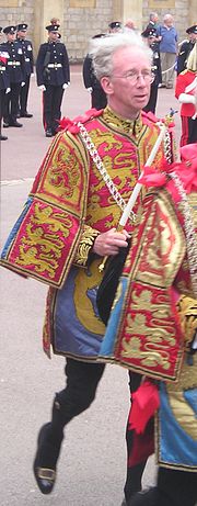 Sir Henry Paston-Bedingfeld wearing his ceremonial tabard during an annual Garter Service at St George's Windsor Henry Paston-Bedingfeld.jpg